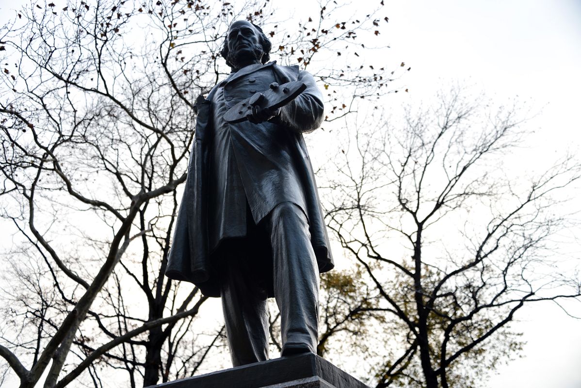 25-09 Statue of John Ericsson Holding A Model of USS Monitor Battery Park In New York Financial District